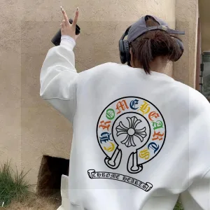 Designer Chrome Hearts Sweatshirt Black Fleece Suede Autumn