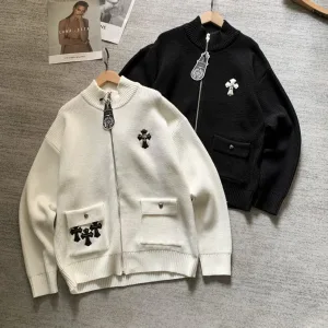 Luxury Designer Chrome Hearts Coat Red Cotton Pure Street Style Understated Luxury Embroidery