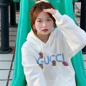 Reps Gucci Hoodies Red Cotton Fleece Fabric Sophistication Embroidery