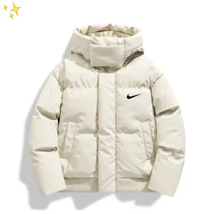 Luxury Super Clone Nike Cotton-Padded Coat Black Cotton Feather Down Pu Leather