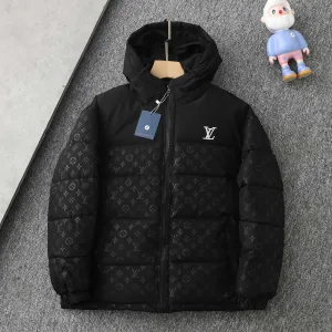 Designer Louis Vuitton Cotton-Padded Coat Red Cotton Down Jacquard