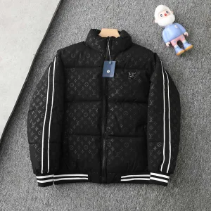 Designer AAA Louis Vuitton Cotton-Padded Coat Ash Cotton Down Jacquard Metal Logo