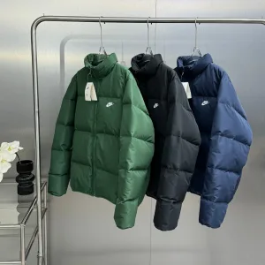 Luxury Nike Down Jacket Red Winter Side Pockets Zippered Pocket