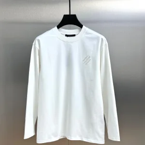 AAA Louis Vuitton Long Sleeves Red Cotton Pure Ribbed Fabric