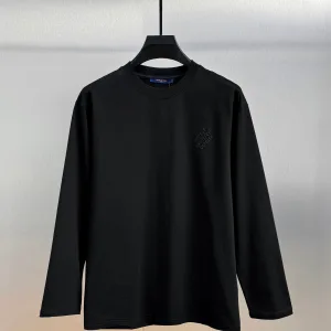 Luxury AAA Louis Vuitton Long Sleeves Red Cotton Pure Ribbed Fabric