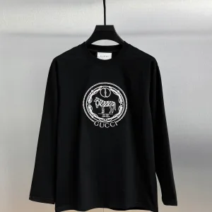 Super Clone Gucci Long Sleeves Red Cotton Pure Ribbed Fabric