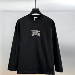 High Quality Burberry Long Sleeves Red Cotton Pure Ribbed Fabric