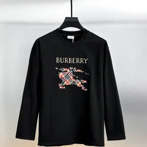 AAA Designer Burberry Long Sleeves Red Cotton Pure Ribbed Fabric