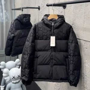 Luxury Gucci Down Jacket Red Goose Duck Nylon Zippered Pocket