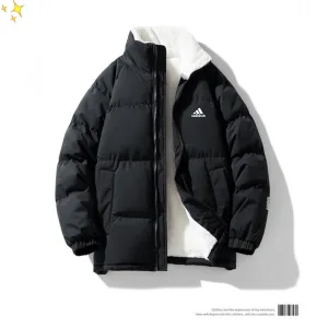 Luxury AAA Adidas Cotton-Padded Coat Red Cotton Wool Lambswool Cashmere Autumn Winter Windproof Cuffs