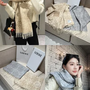 Luxury Loewe Scarf Red Cashmere