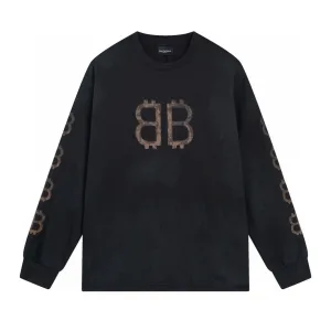 Super Clone Designer Balenciaga Long-Sleeved Ash Cotton Pure