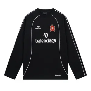 Designer Balenciaga Long-Sleeved Red Ribbed Fabric Embroidery
