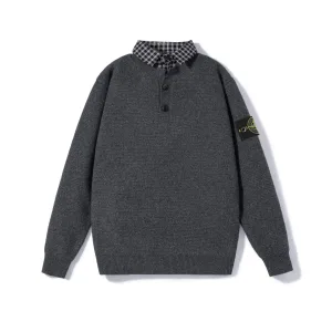 Reps AAA Stone Island Shirts Red Wool Blend Autumn Winter And