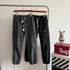 Super Clone High Quality Stone Island Cargo Pants Red Gore-Tex Fleece Woven Fabric Slim Fit Side Pockets