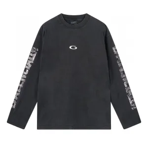 High Quality Balenciaga Long-Sleeved Red Cotton Pure Adhesive Embroidery