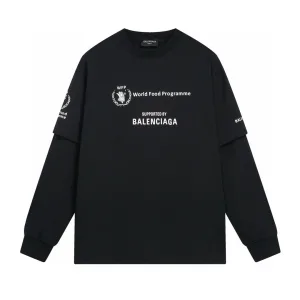 High Quality Designer Balenciaga Long-Sleeved Ash Cotton Summer Embroidery