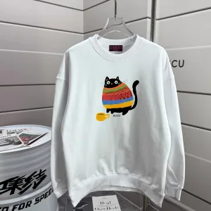 AAA Gucci Hoodies Black Ribbed Fabric Autumn Winter
