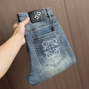 High Quality Luxury Loewe Jeans Ash Denim Delicate And Soft To The Touch Autumn Winter