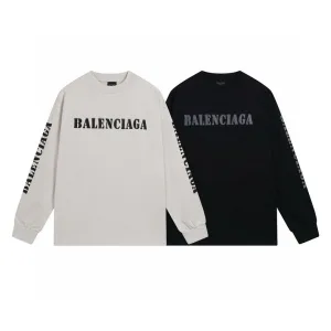 Luxury Balenciaga Long-Sleeved Ash Cotton Pure Embroidery