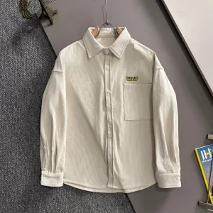 Reps Fendi Long-Sleeved Shirt Ash Cotton Silk Corduroy