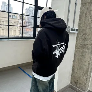 Designer Stussy Hoodie Red Double-Sided Fabric Winter