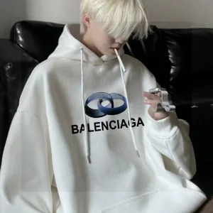 Designer Balenciaga Hoodie Red Cotton Fleece