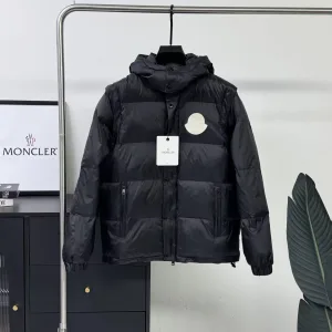 High Quality Luxury Moncler Outerwear Red Goose Down Nylon Fabric Sophistication Winter