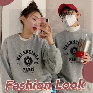 Super Clone Luxury Balenciaga Sweatshirt Black Fleece Suede Autumn