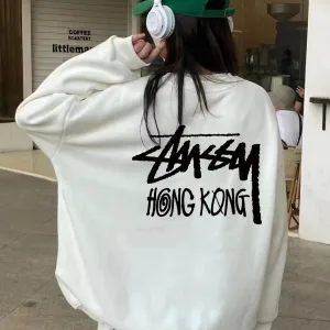 High Quality Designer Stussy Hoodie Black Fleece Suede Autumn