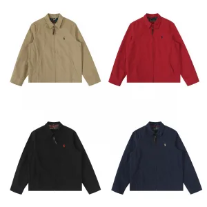 Luxury Designer Ralph Lauren Coat Red Cotton Pure Wool Twill Autumn Winter And Embroidery