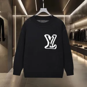 High Quality Reps Louis Vuitton T-Shirts Black Wool Blend Jacquard Delicate And Soft To The Touch
