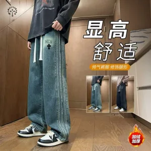 Reps High Quality Chrome Hearts Jeans Blue Fleece Denim Thick Retro Patch