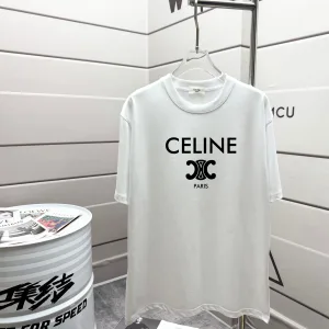 Designer Super Clone Celine Short-Sleeved T-Shirt Red Cotton Spring Summer