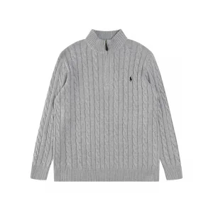 Super Clone Designer Ralph Lauren Overcoat Red Cotton Wool Blend Cable Knit Easy To Match Retro Preppy Style Spring Autumn Winter And