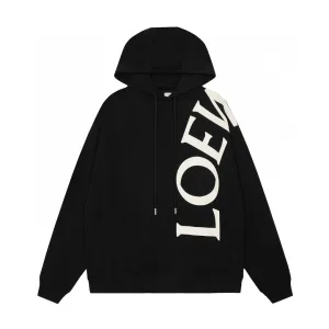 Luxury High Quality Loewe Hoodie Ash Ribbed Fabric Patch Large Print