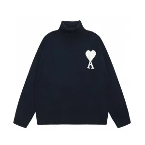 AAA Ami Sweater Ash Cotton Wool Blend Polyester Jacquard