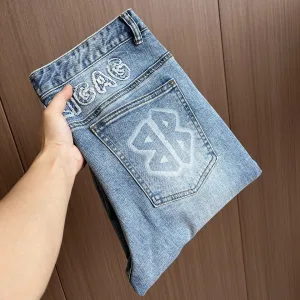 Reps High Quality Balenciaga Jeans Ash Denim High-End Quality Winter Embroidery