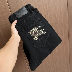 Designer Luxury Burberry Jeans Ash Denim High-End Quality Autumn Winter Embroidery