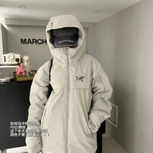 Designer Reps Arcteryx Jackets Red Gore-Tex Down Mesh 3D Logo Zippered Pocket