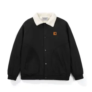 High Quality Carhartt Outerwear Red Wool Lambswool Suede Autumn Winter And