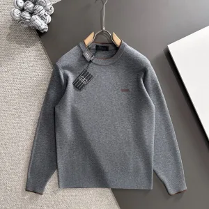 AAA High Quality Zegna Wool Sweater Red Silk Autumn Winter And Embroidery