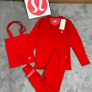 High Quality AAA Lululemon Set Red Autumn Winter