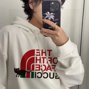 Reps Gucci Hoodie Red Cotton Fleece Fabric