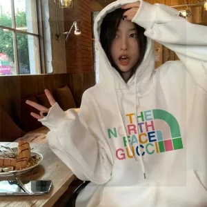 Super Clone Gucci Hoodies Black Cotton Fleece Fabric Embroidery