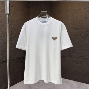 Reps Designer Prada Short-Sleeved T-Shirt Blue Cotton Pure Autumn Winter