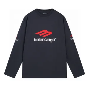 AAA High Quality Balenciaga Long-Sleeved Red Cotton Summer Embroidery