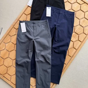 Luxury AAA Lululemon Casual Pants Red Nylon Spandex Fleece Mesh Quick-Drying Summer Winter Lightweight And Breathable Slimming Cut Zippered Pocket