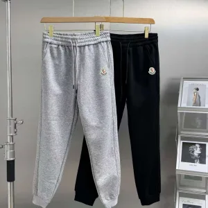 High Quality Designer Moncler Casual Pants Red Cotton Fleece Adjustable Drawstring Clean And Neat Autumn Winter