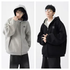 Super Clone Adidas Jacket Black Cotton Pure Simple Style Autumn Winter